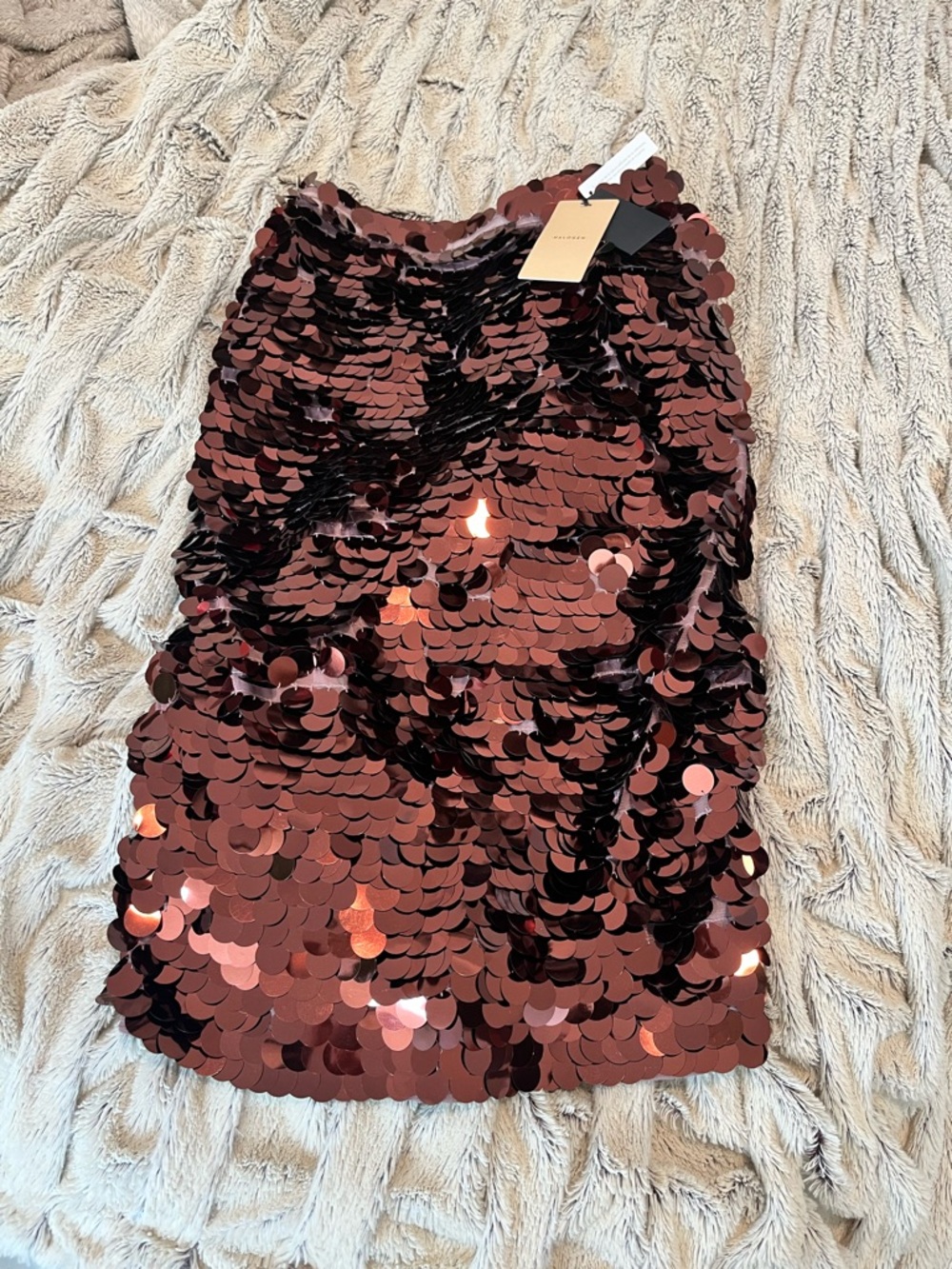 Halogen Rose Gold Sequin Pencil Skirt